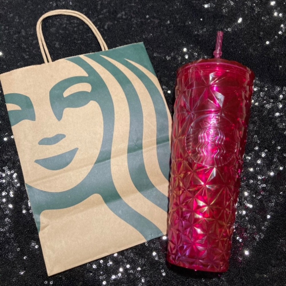 Starbucks Venti Tumbler Fuchsia Flower Pink Prism 24oz Cold Cup Summer 2024 NWT - Picture 16 of 17